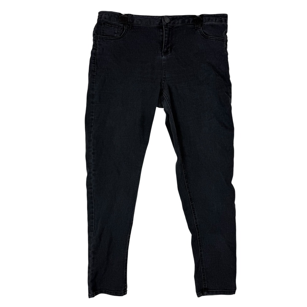 Paris Blues Jeans Womens 16 Black Denim Stretch High Rise Dark Wash Straight Leg